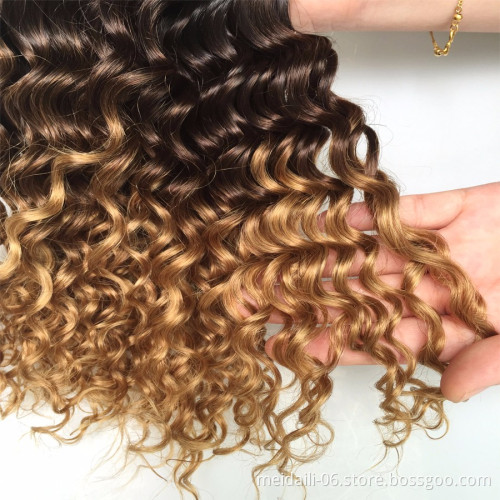 wholesale virgin hair vendors ombre color  Brazilian hair extension 1B/4/27 deep wave hair